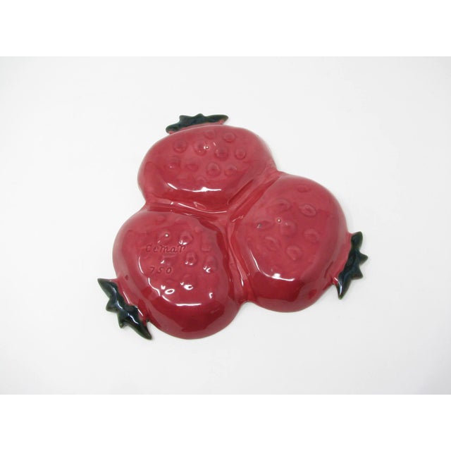 Vintage Cemar California Pottery Strawberry Tri Serving Dish 750 For Sale - Image 11 of 11