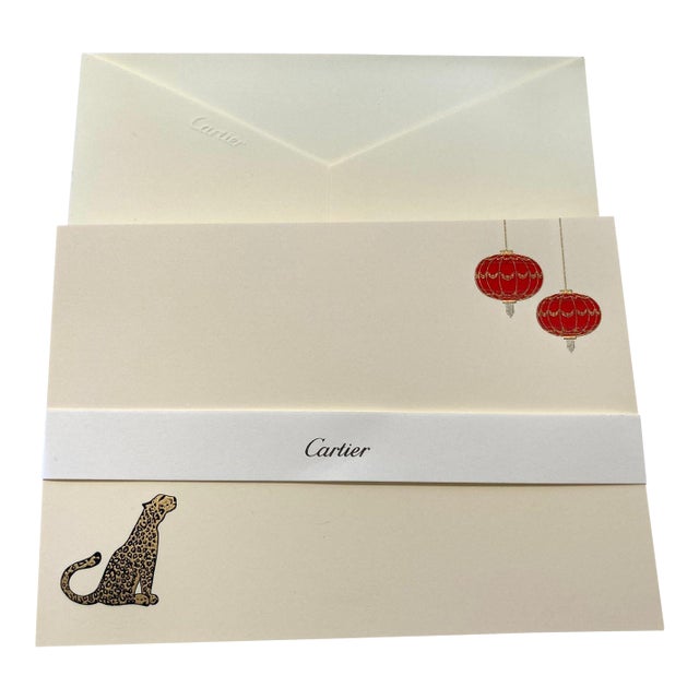 Cartier Paris Panther Design Card and Envelope Luxury Set Desk Stationery For Sale