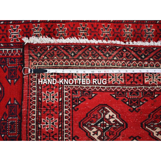 Textile Vintage Turkoman Bokara Red Wool Hand Knotted Rug For Sale - Image 7 of 8
