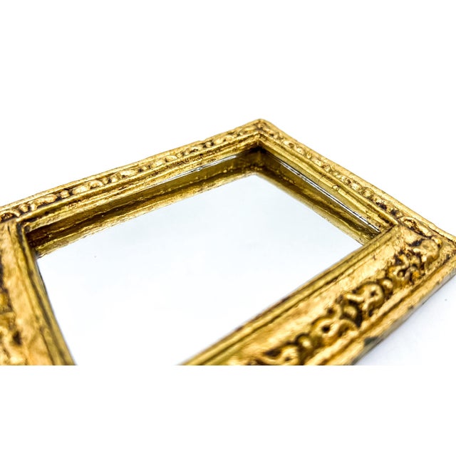 Pair of Vintage Italian Small Gilt Resin Wall Mirrors in Ornate Rococo Frames - Hollywood Regency, Rococo Revival For Sale - Image 10 of 13