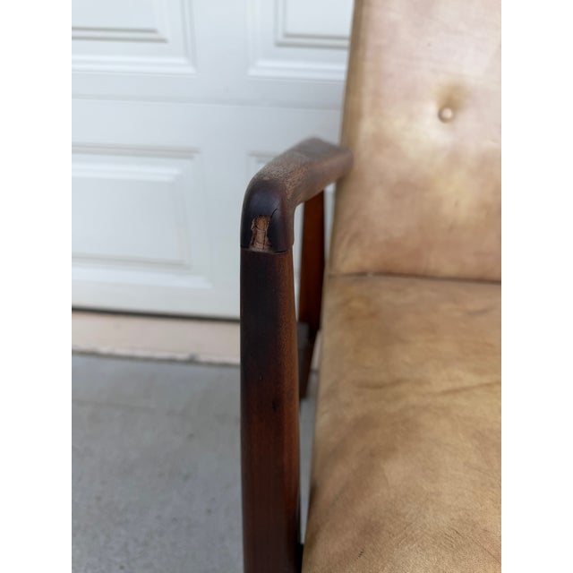 Walnut Armchairs - Jens Risom Design - Original Naugahyde, Labeled, 1960s For Sale - Image 10 of 15