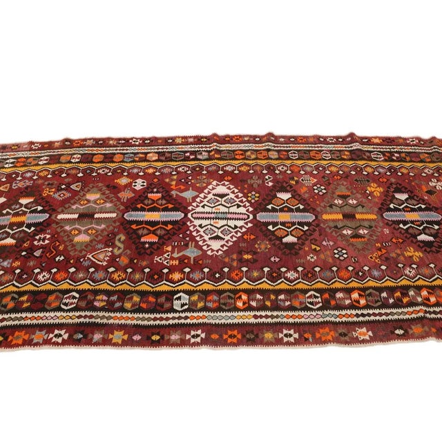 Mid 20th Century Vintage Turkish Handwoven Kilim Rug For Sale - Image 4 of 7