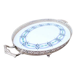 Antique Danish Art Nouveau Porcelain Serving Tray from Bing & Grondahl Copenhagen, 1910s For Sale