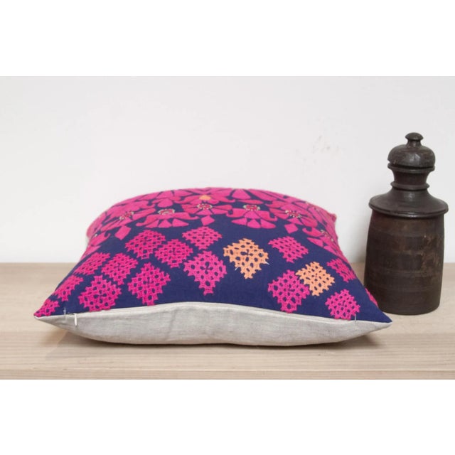 1960s Dwi Embroidered Floral Pillow For Sale - Image 5 of 7