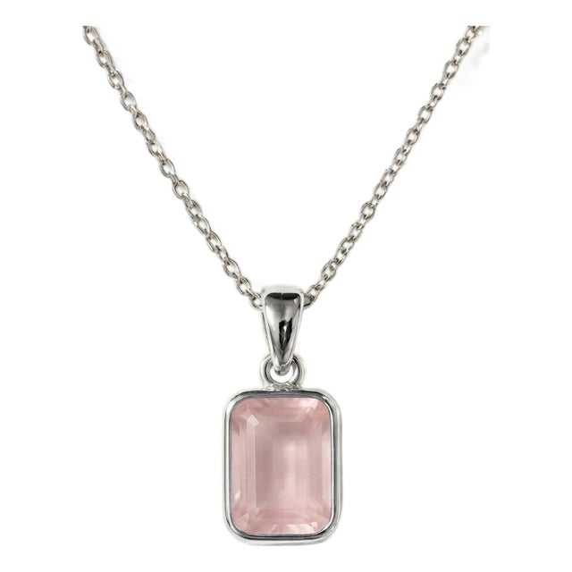 Rose Quartz Stackable Pendant, Pink Gemstone Dainty Pendant For Sale