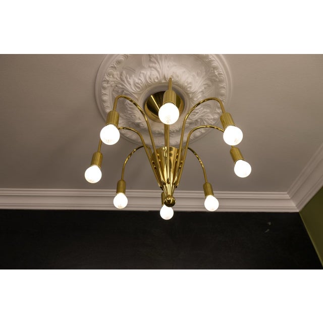 Mid-Century Modern Brass Eight-Light Sputnik Chandelier by Tz Leuchten, Germany, 1970s For Sale - Image 16 of 18