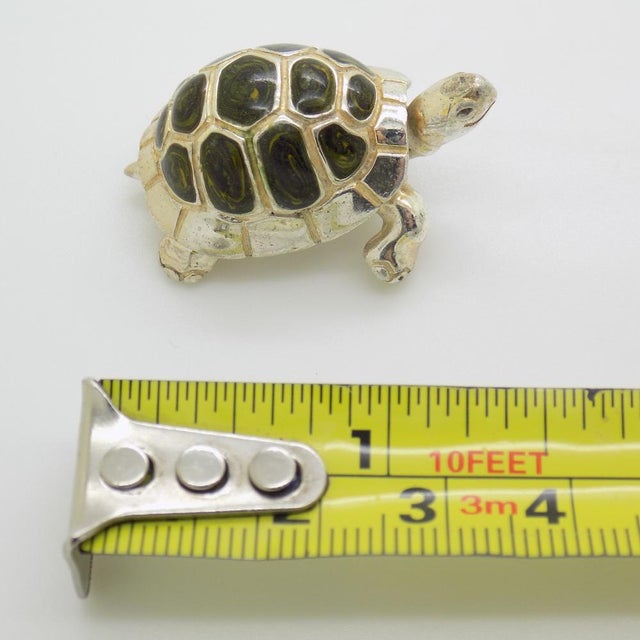 Vintage Italian Handmade Sterling Silver 925 Enameled Turtle Figurine from Saturno, 1980s For Sale - Image 11 of 12
