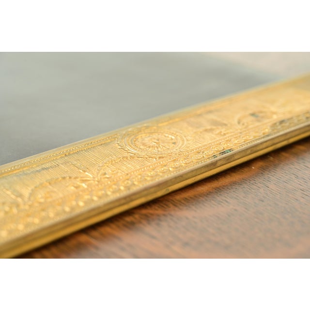 Bronze Tiffany Studios New York "Adam" Bronze Doré Blotter Ends With Leather Desk Blotter For Sale - Image 8 of 12