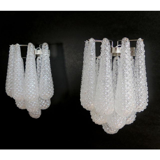 Vintage Glass Petals Drop Wall Sconces, 1990s, Set of 2 For Sale - Image 4 of 13