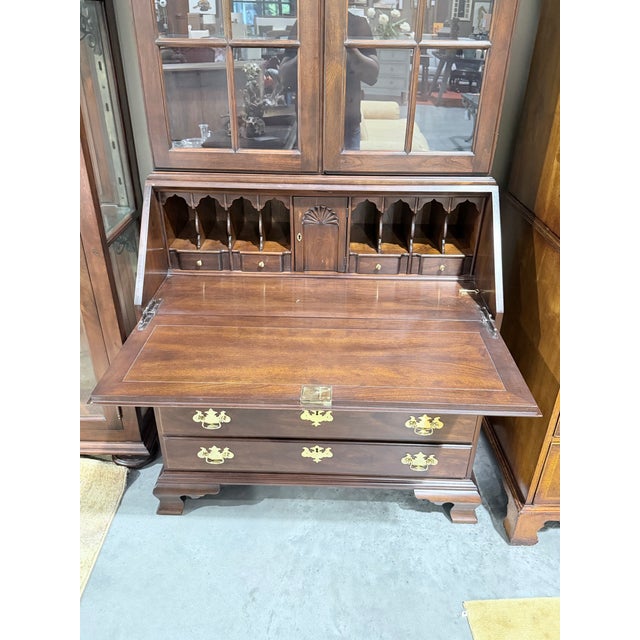 Late 20th Century Late 20th Century Statton Old Towne Cherry Secretary Bookcase With Broken Pediment For Sale - Image 5 of 11