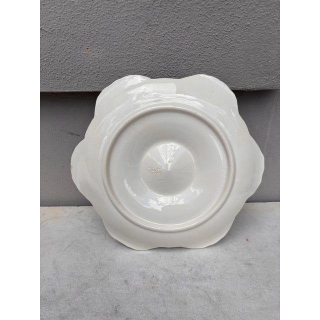Ecru Majolica Flowers Oyster Plate Longchamp, Circa 1900 For Sale - Image 8 of 8