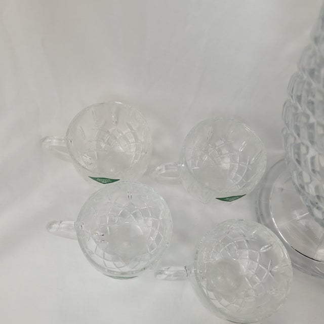 Glass Late 20th Century Shannon Crystal by Godinger Punch Set 24% Lead Crystal Bowl Cups Ladle - 10 Pieces For Sale - Image 7 of 12