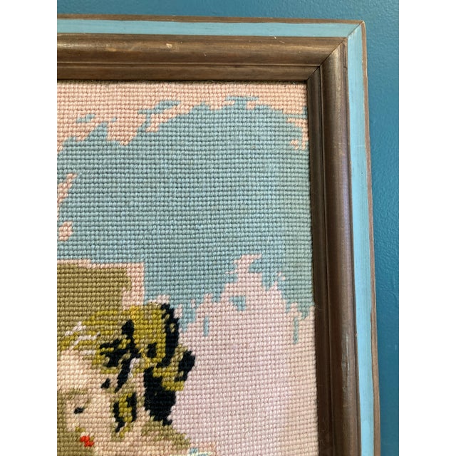 Mid-Century Modern Vintage Framed Needlepoint Artwork After Vermeer Girl Reading at Window For Sale - Image 3 of 10