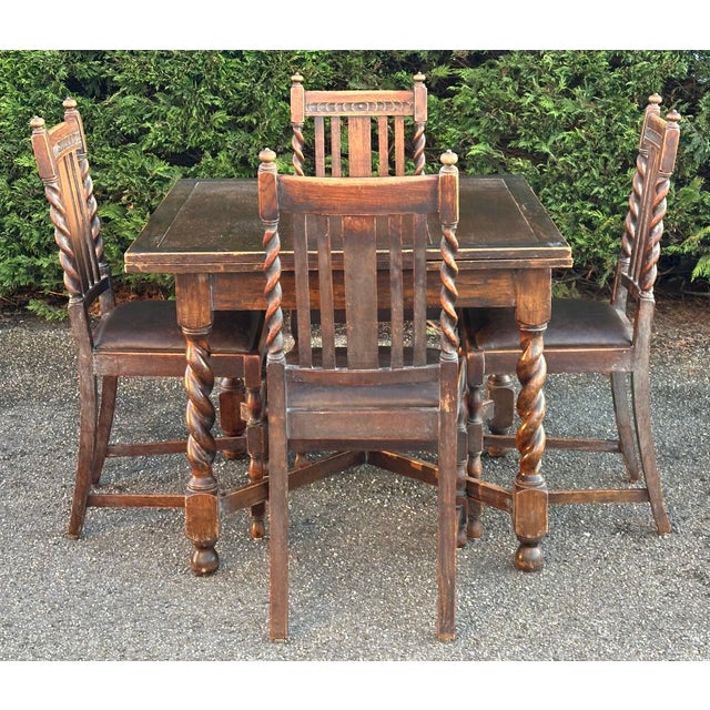 Antique Wooden Dining Set, Set of 5 For Sale - Image 18 of 18