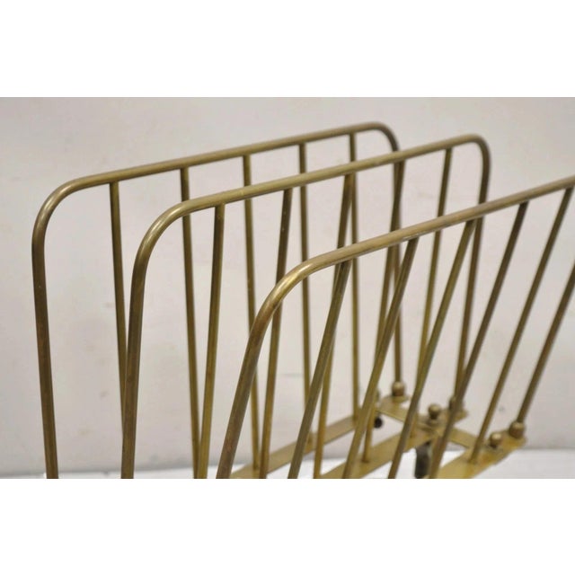 Vintage A. Ravenel Paris French Mid Century Modern Brass Magazine Rack Stand For Sale In Philadelphia - Image 6 of 12
