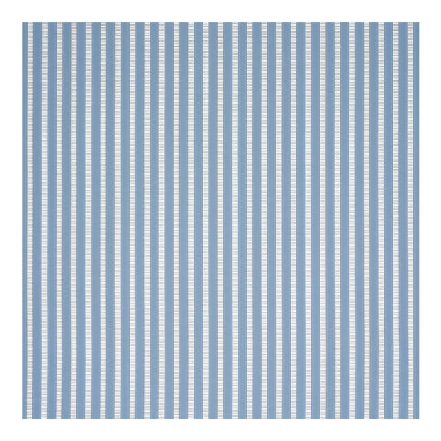 Schumacher Lincoln Small Stripe Fabric In Blue For Sale