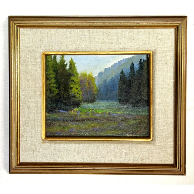 Bob Wiermaa (California 1934- Present) Signed Original Oil Painting on Board "Sequoia Meadow" For Sale - Image 13 of 13