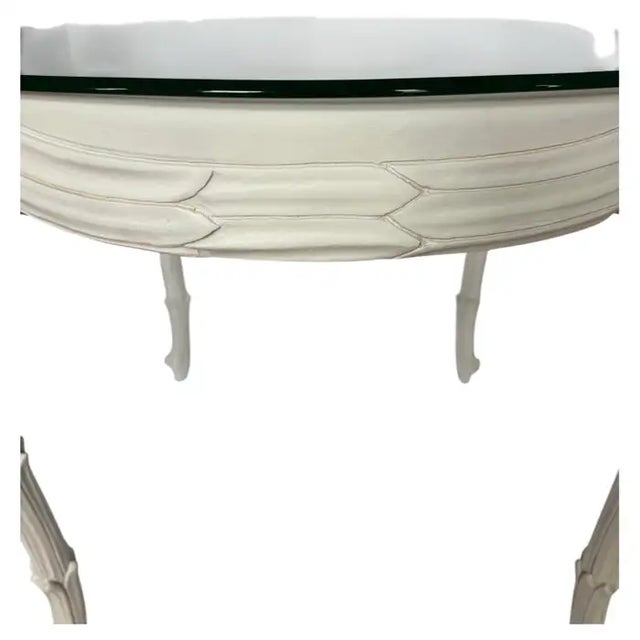 Palm Regency Round Center Entry Hall Game Dining Table Serge Roche Plaster Style For Sale In Philadelphia - Image 6 of 12