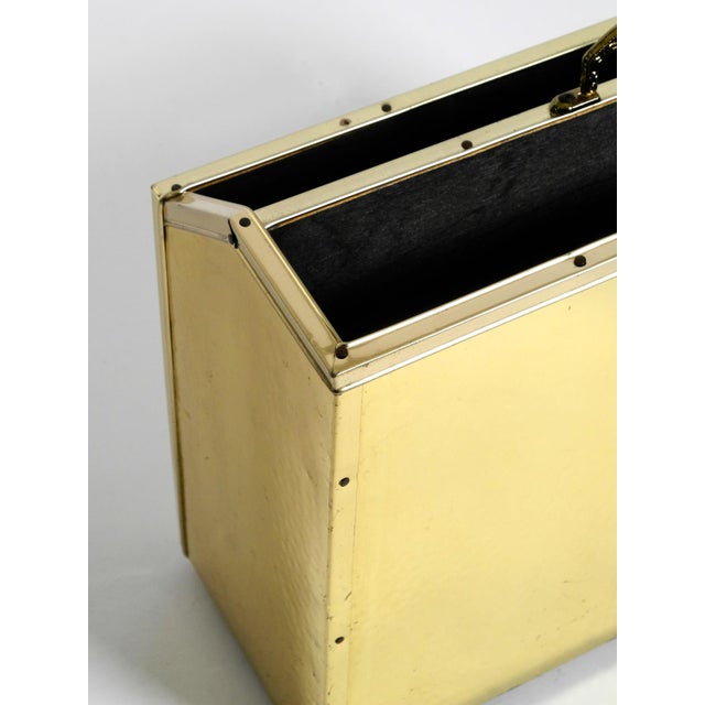 Hollywood Regency Newspaper Rack in Brass and Wood, 1980s For Sale - Image 15 of 18