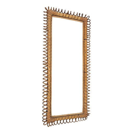 Mid-Century Rectangular Rattan Mirror by Franco Albini, Italy, 1960s For Sale