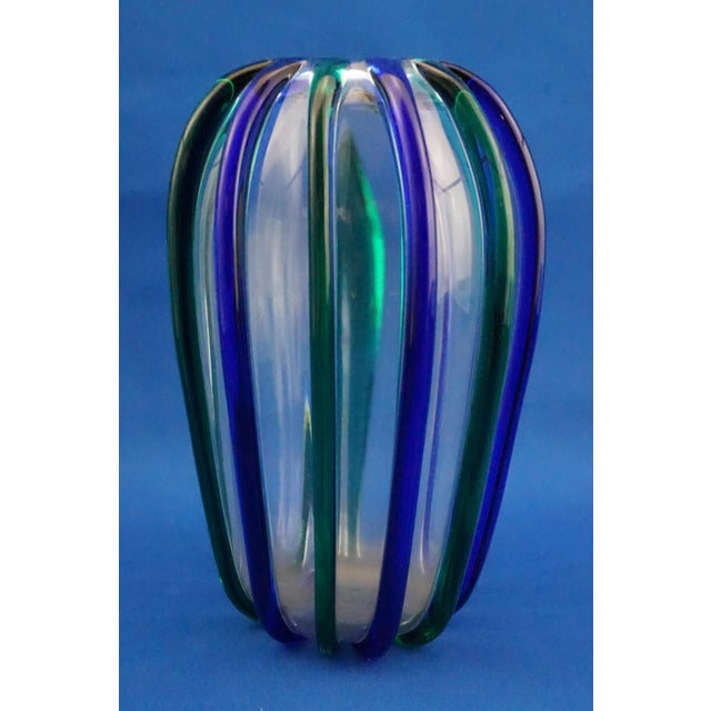 20th Century Murano Blown Glass Vase with Ribs attributed to Archimede Seguso, Italy, 1890s For Sale - Image 4 of 18