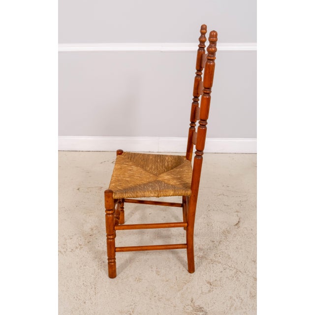 1970s Set of 4 Maple Rush Seat Ladder Back Chairs For Sale - Image 5 of 18
