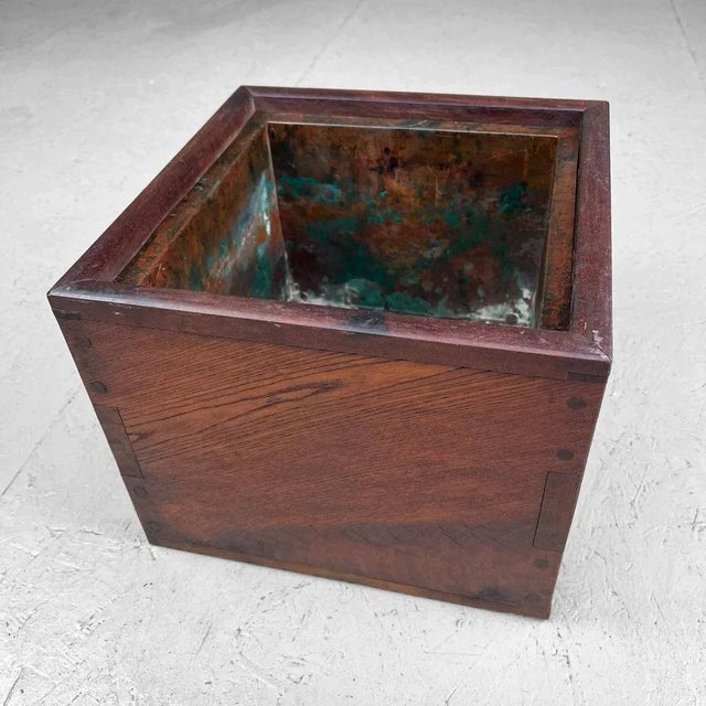 Taishō Period Wooden Square Hibachi Japan, 1890s For Sale - Image 3 of 9