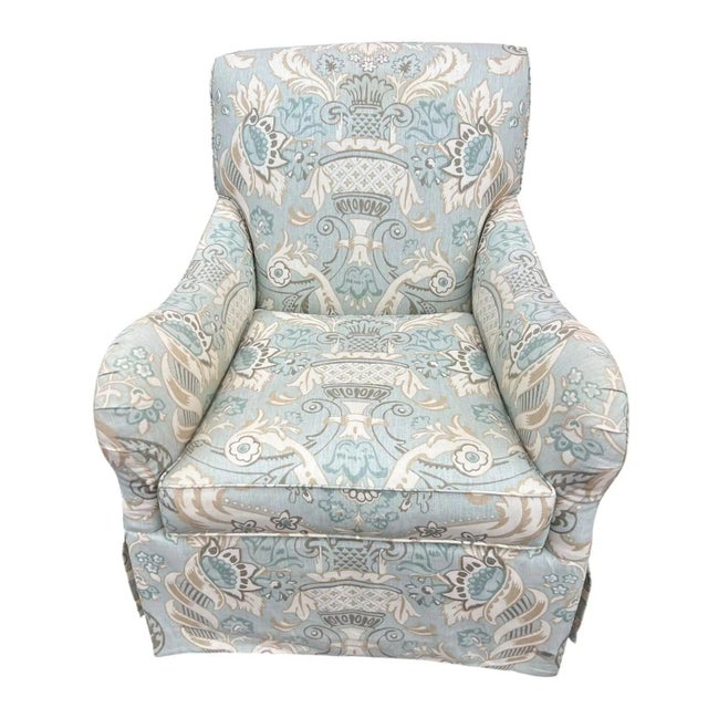 Coastal Swivel Rocker Club Chair in Coastal, Soft Color Palette For Sale - Image 3 of 4