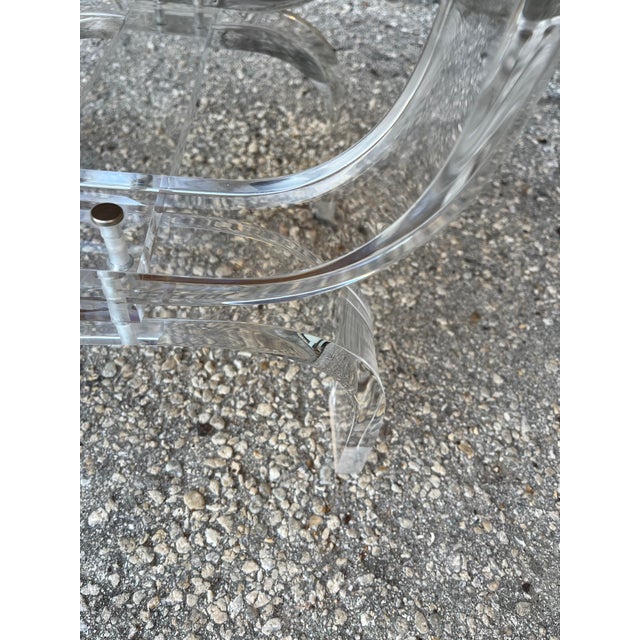 Mid-Century Modern Curved Lucite Upholstered Stool/Bench. Circa 1970s For Sale - Image 11 of 12