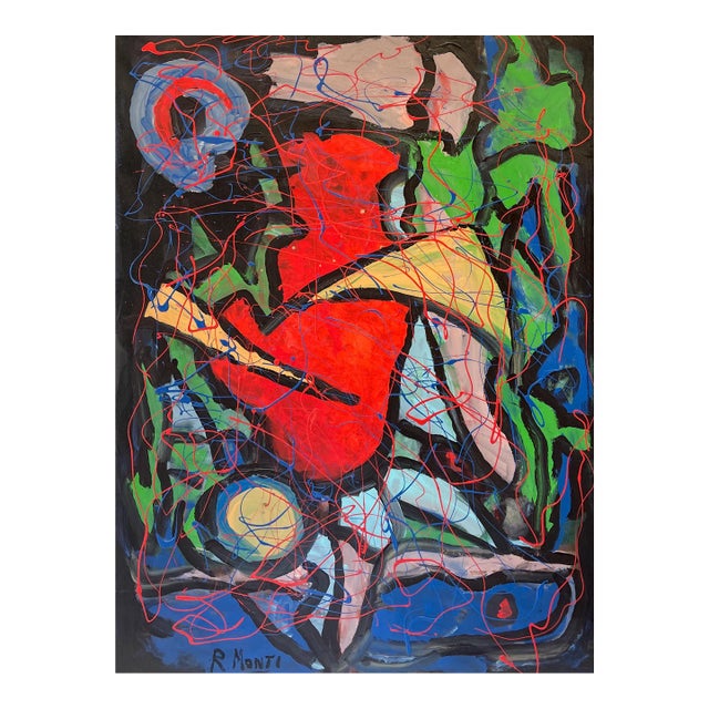 Mid-Century Modern Large Scale Signed Abstract Oil on Canvas Painting / Art For Sale