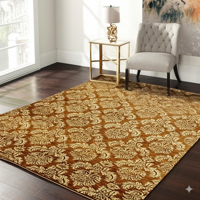 9x12 Refined Brown Classic Damask Floral Modern Hand Knotted Wool Carpet Rug For Sale In New York - Image 6 of 7