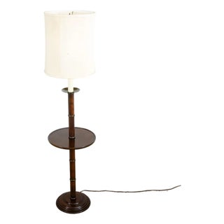 Mid Century Modern Floor Lamp Round Table Solid Wood Lighting For Sale