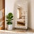 Dimensions: 39" W X 18.5" D (base stand) X 84" H Features: • 100% solid wood mirror • Lattice see through carving •...