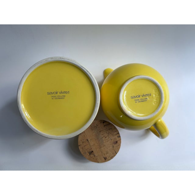 Savoir Vivre Yellow Ceramic Sugar & Creamer Set, 1980's For Sale - Image 17 of 18
