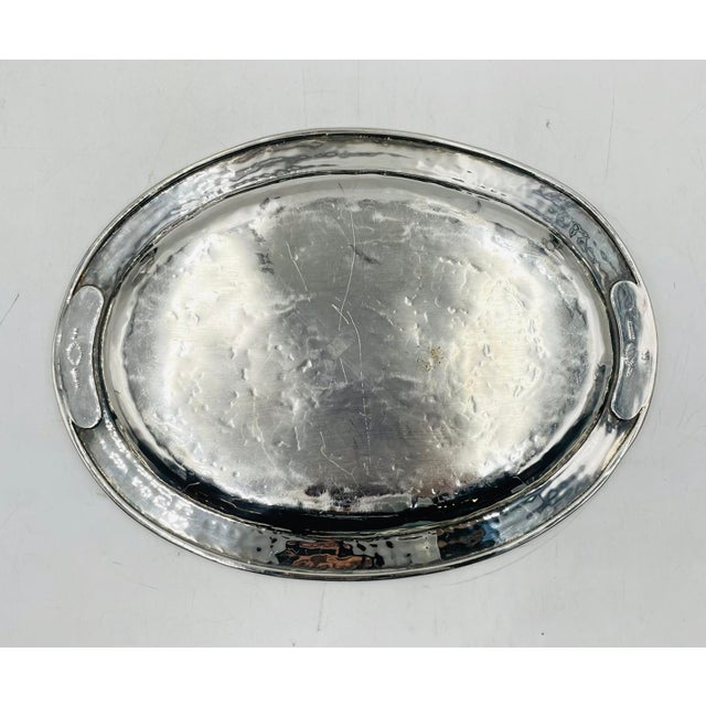 Mexican Modern Hammered Silver Tray by Emilia Castillo, Taxco Mexico 1980s For Sale - Image 11 of 12