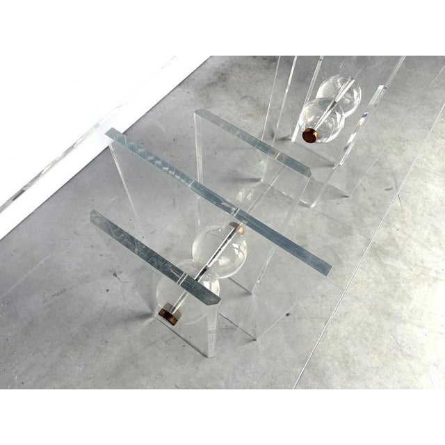 1970s Brass and Acrylic Glass Console Table, 1970s For Sale - Image 5 of 13