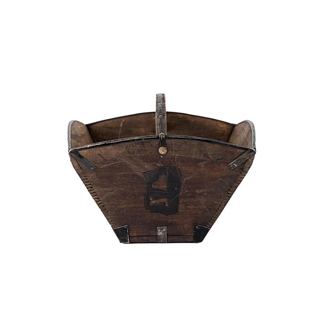 Wood Vintage Antique Chinese Wooden Grain Bucket (Small) For Sale - Image 7 of 11