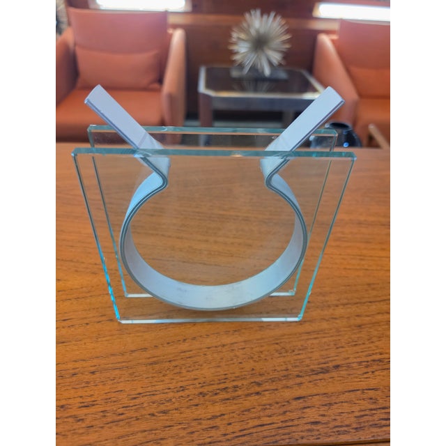 Vintage Peter Hewitt MoMA Square Ribbon Vase Glass Anodized Aluminum For Sale - Image 16 of 16