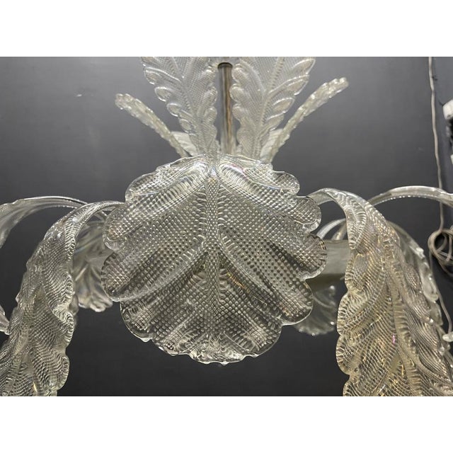 Large Murano Glass Leaf Chandelier attributed to Barovier & Toso, Italy, 1950s For Sale - Image 7 of 10