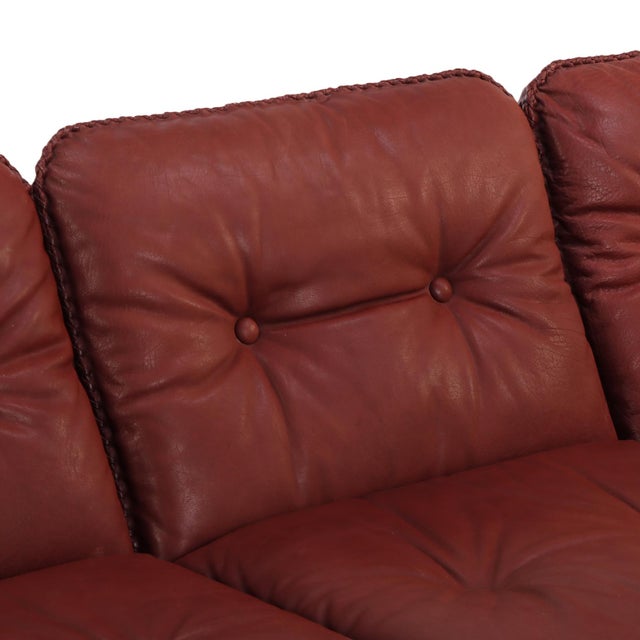 Animal Skin 1970s Danish Oxblood Leather Sofa in the Style of De Sede by Thams Kvalitet For Sale - Image 7 of 8