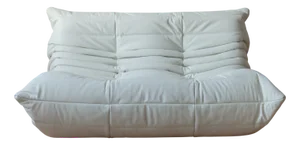 Togo Two-Seat Sofa in White Leather by Michel Ducaroy for Ligne Roset