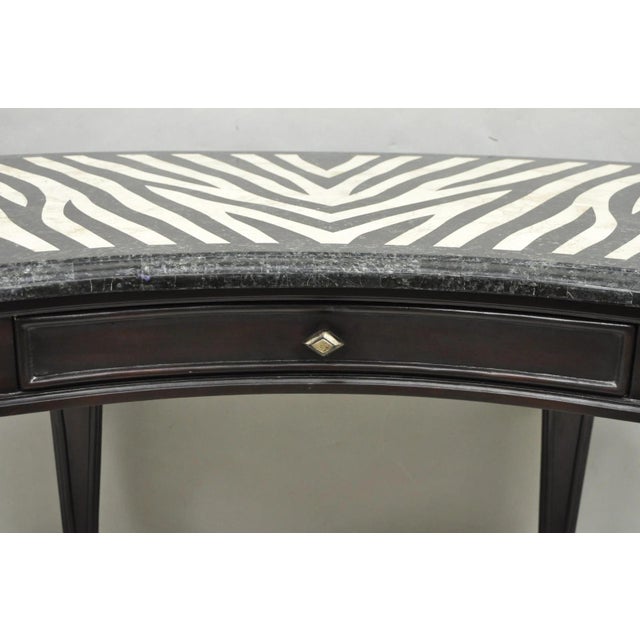 Hooker Furniture Seven Seas by Hooker Furniture Zebra Tessellated Stone Kidney Shaped Table Desk For Sale - Image 4 of 16
