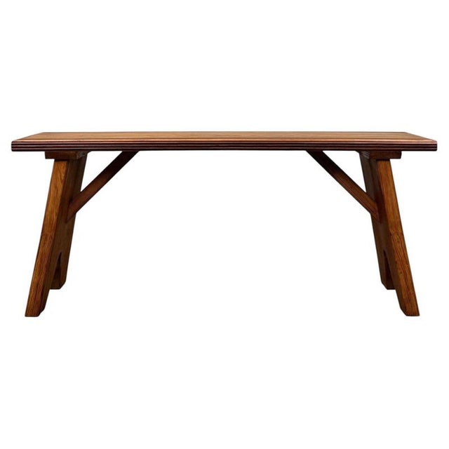Antique Early 20th Century English Pitch Pine Bench For Sale - Image 3 of 9