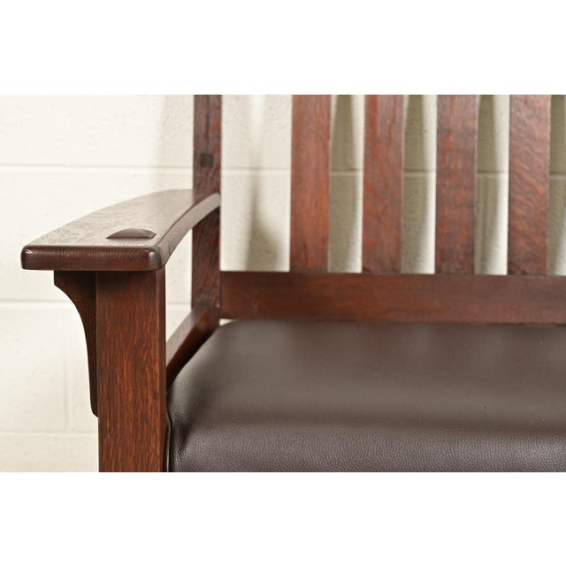 Limbert Antique Mission Oak Arts & Crafts Settle Sofa, Circa 1910 For Sale In South Bend - Image 6 of 17