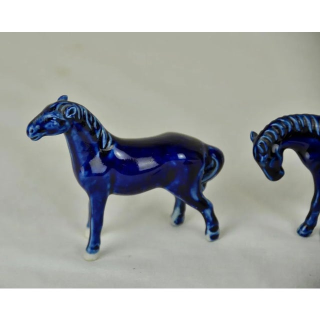 1950s Blue Porcelain Horses, 1950s, Set of 4 For Sale - Image 5 of 11