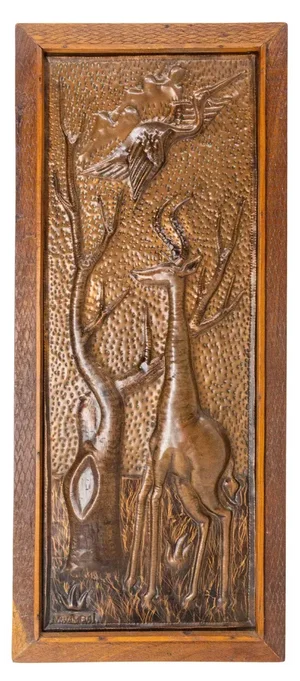 Representation of an African Giraffe in Copper