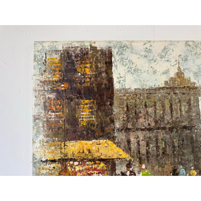 1970s 1970s Vintage Parisian Street Scene Oil Painting on Canvas For Sale - Image 5 of 9