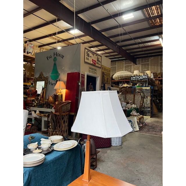 1970s 1970s Mid Century Modern Wooden Table With Lamp For Sale - Image 5 of 10