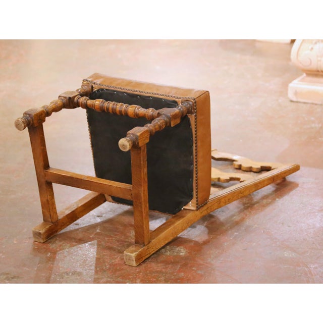 Set of 6 French Louis XIII Oak Ladder Back Dining Chairs With Leather Seats For Sale - Image 11 of 11