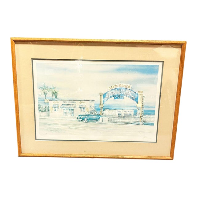1983 "Harbor Entrance Santa Monica" Print by Tom Brittain Signed 32/950, Framed For Sale
